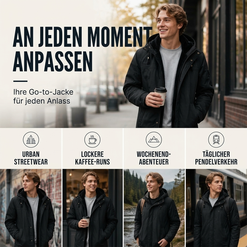 🔔 Letzte 100 Stück – nur solange der Vorrat reicht! Warme Herren-Arbeitsjacke mit Kapuze und weichem Futter