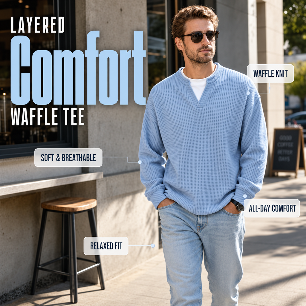 🔥LAST DAY SALE 50% OFF !!🏆UrbanCraft  Men's Casual Waffle Knit Sweater