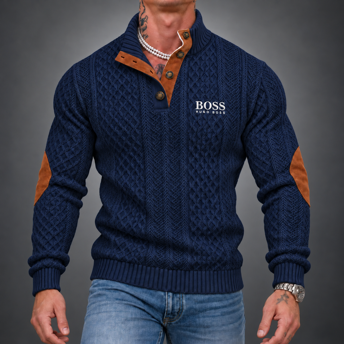 Men’s Heritage Button-Neck Knit Sweater