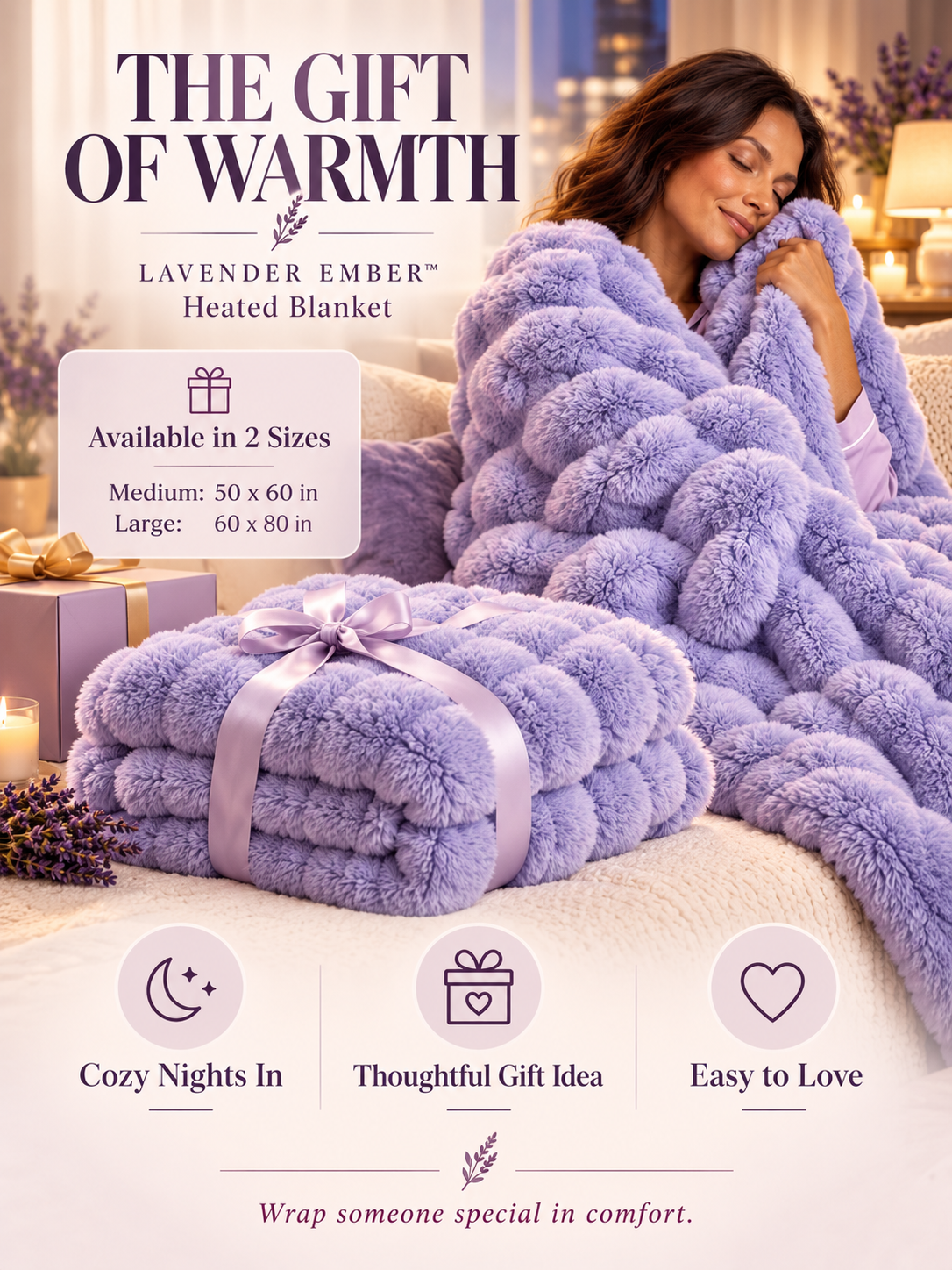 CozyAura Heated Lavender Blanket