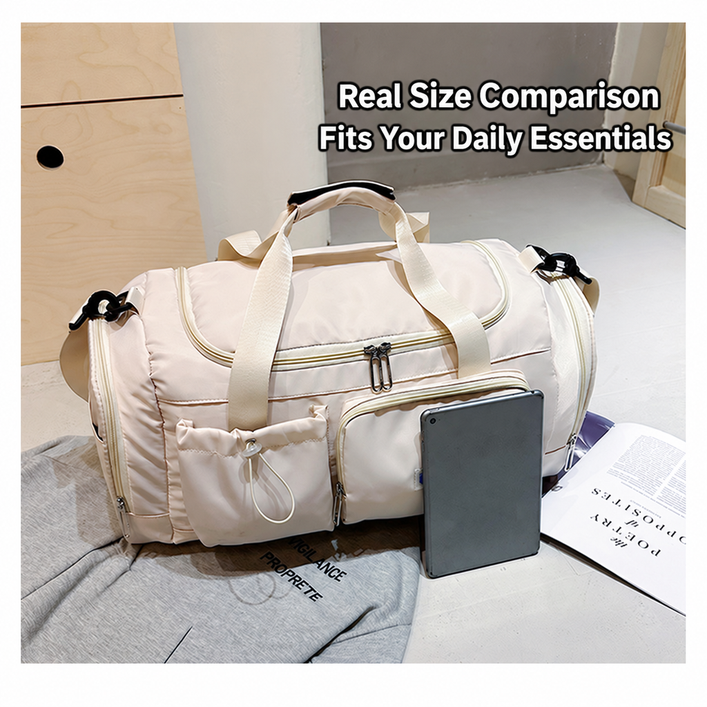 Women's Large Capacity Travel Duffel Bag With Shoe Compartment