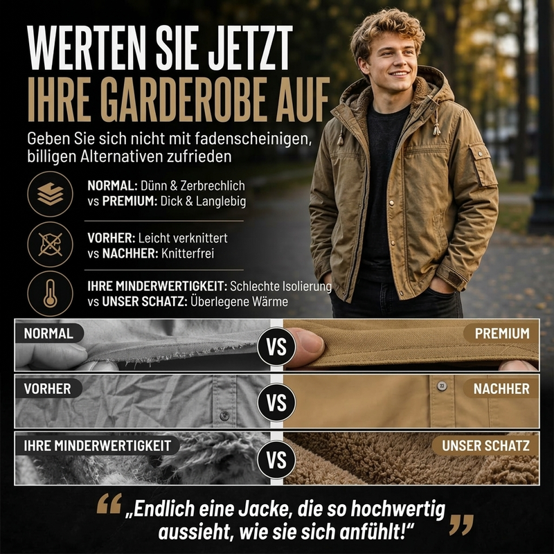 🔔 Letzte 100 Stück – nur solange der Vorrat reicht! Warme Herren-Arbeitsjacke mit Kapuze und weichem Futter