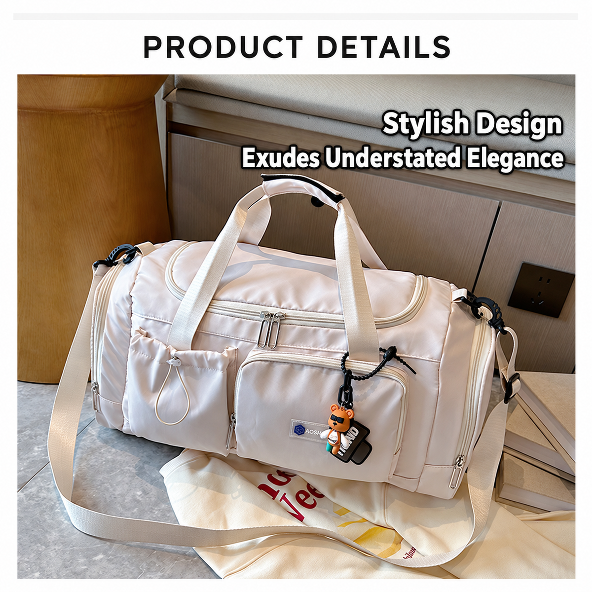 Women's Large Capacity Travel Duffel Bag With Shoe Compartment
