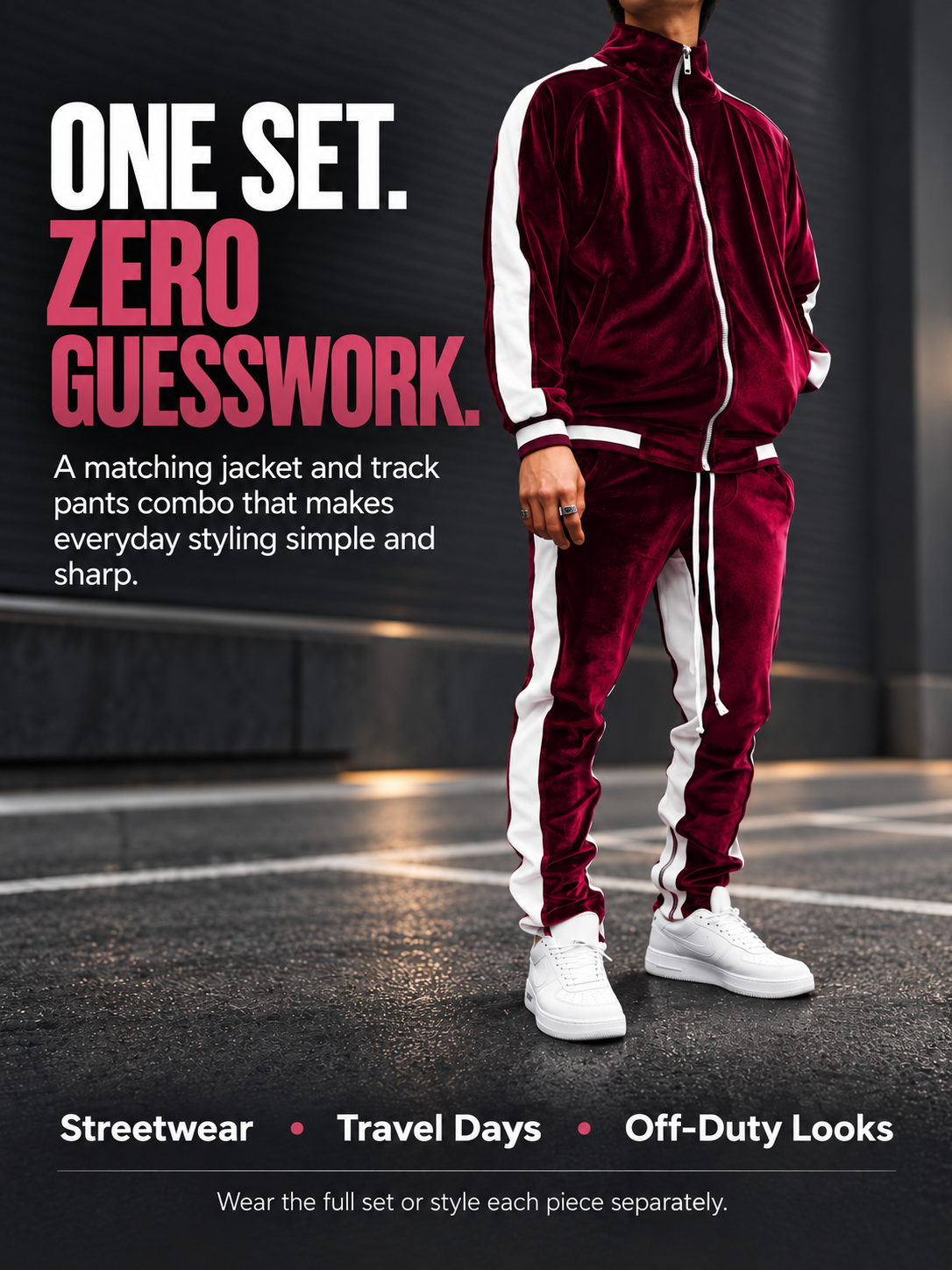 🔥LAST DAY SALE 50% OFF !!🏆 Men's Velour Tracksuit Set