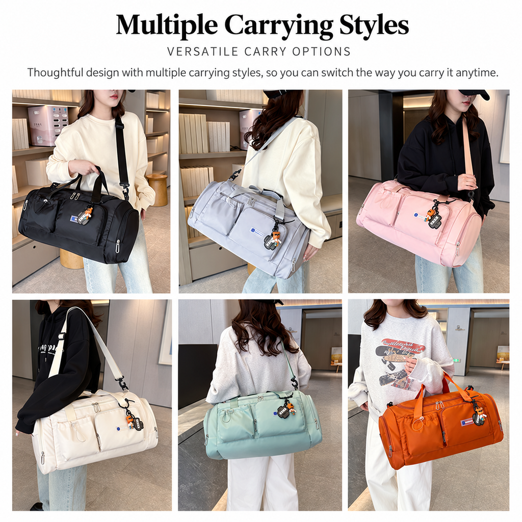 Women's Large Capacity Travel Duffel Bag With Shoe Compartment