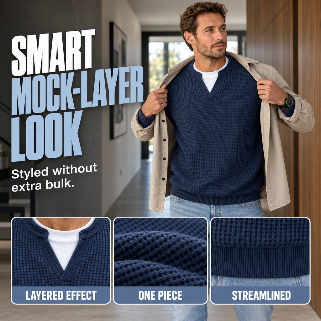 🔥LAST DAY SALE 50% OFF !!🏆UrbanCraft  Men's Casual Waffle Knit Sweater