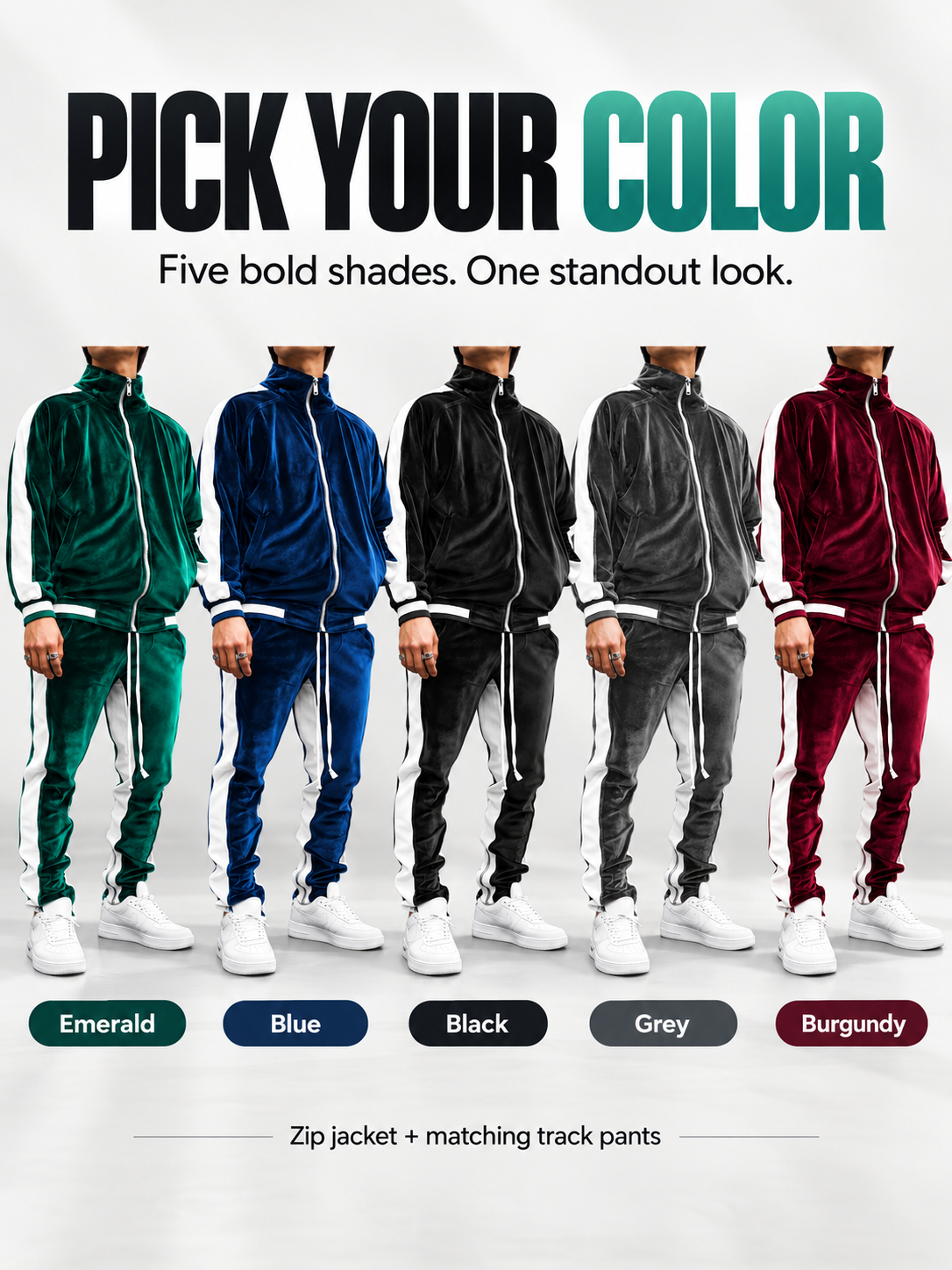 🔥LAST DAY SALE 50% OFF !!🏆 Men's Velour Tracksuit Set