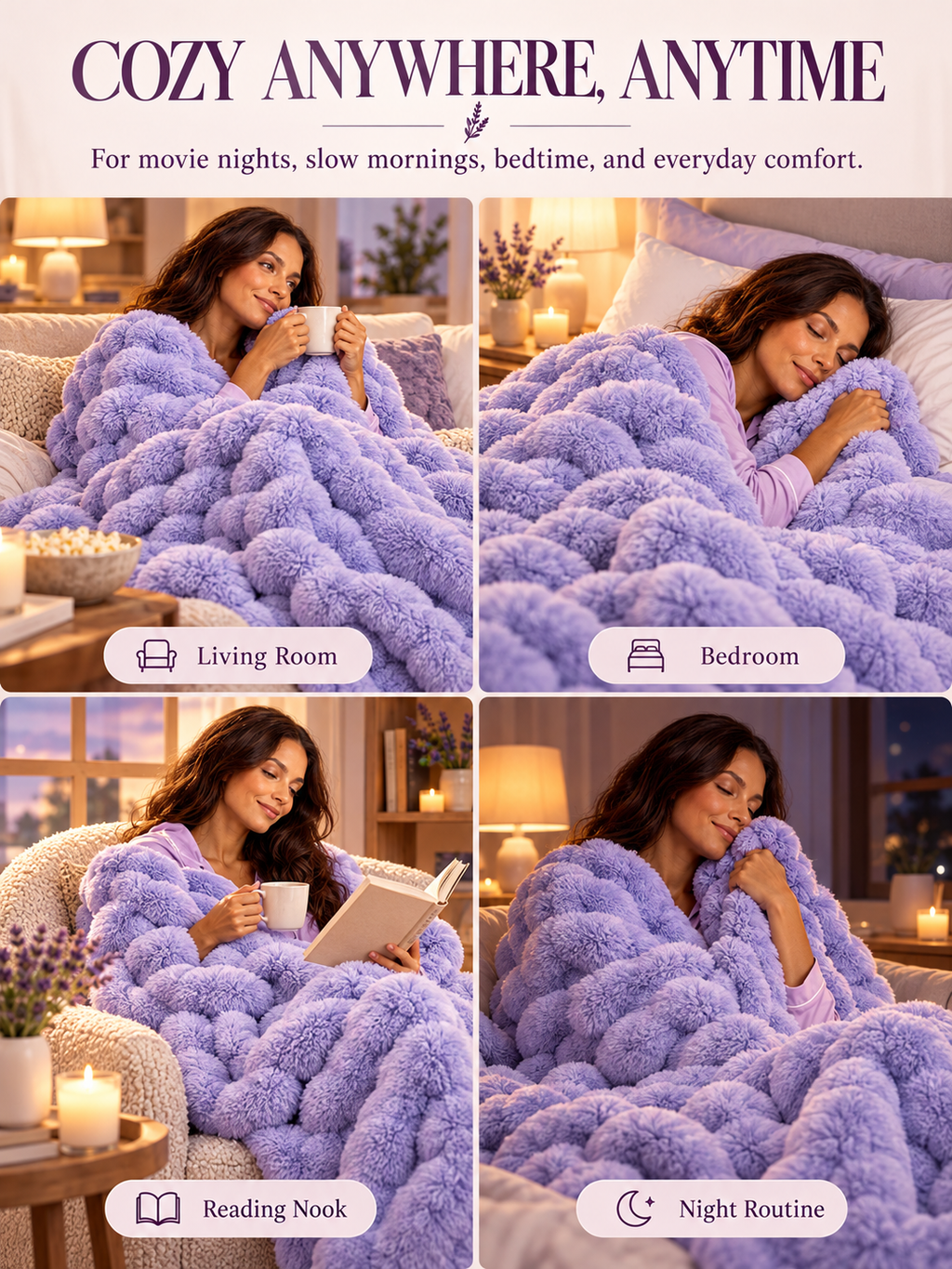 CozyAura Heated Lavender Blanket