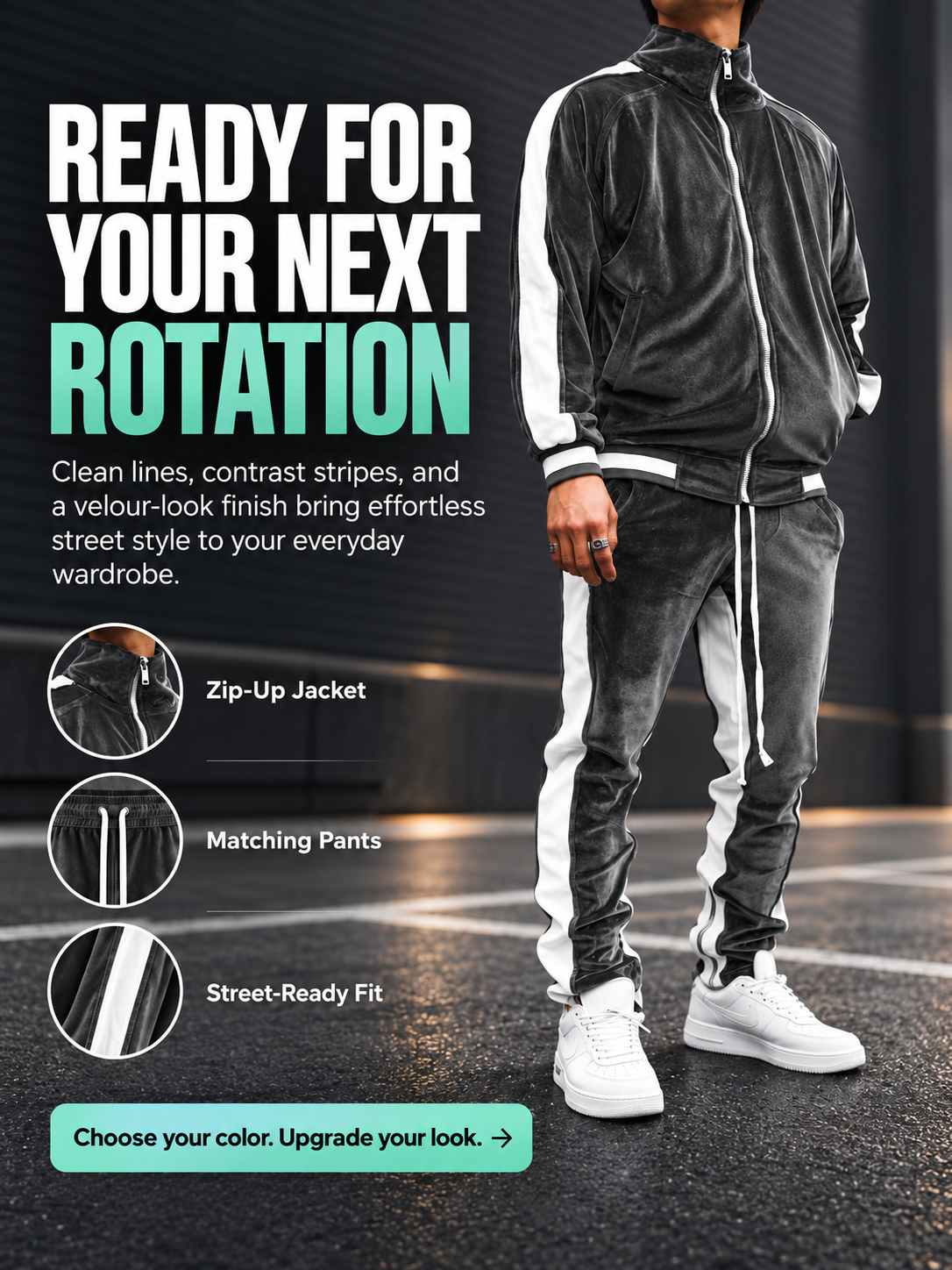 🔥LAST DAY SALE 50% OFF !!🏆 Men's Velour Tracksuit Set