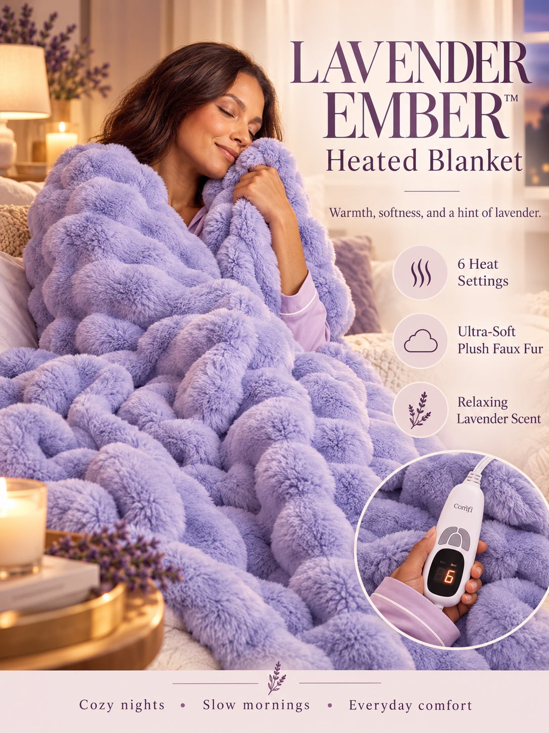 CozyAura Heated Lavender Blanket