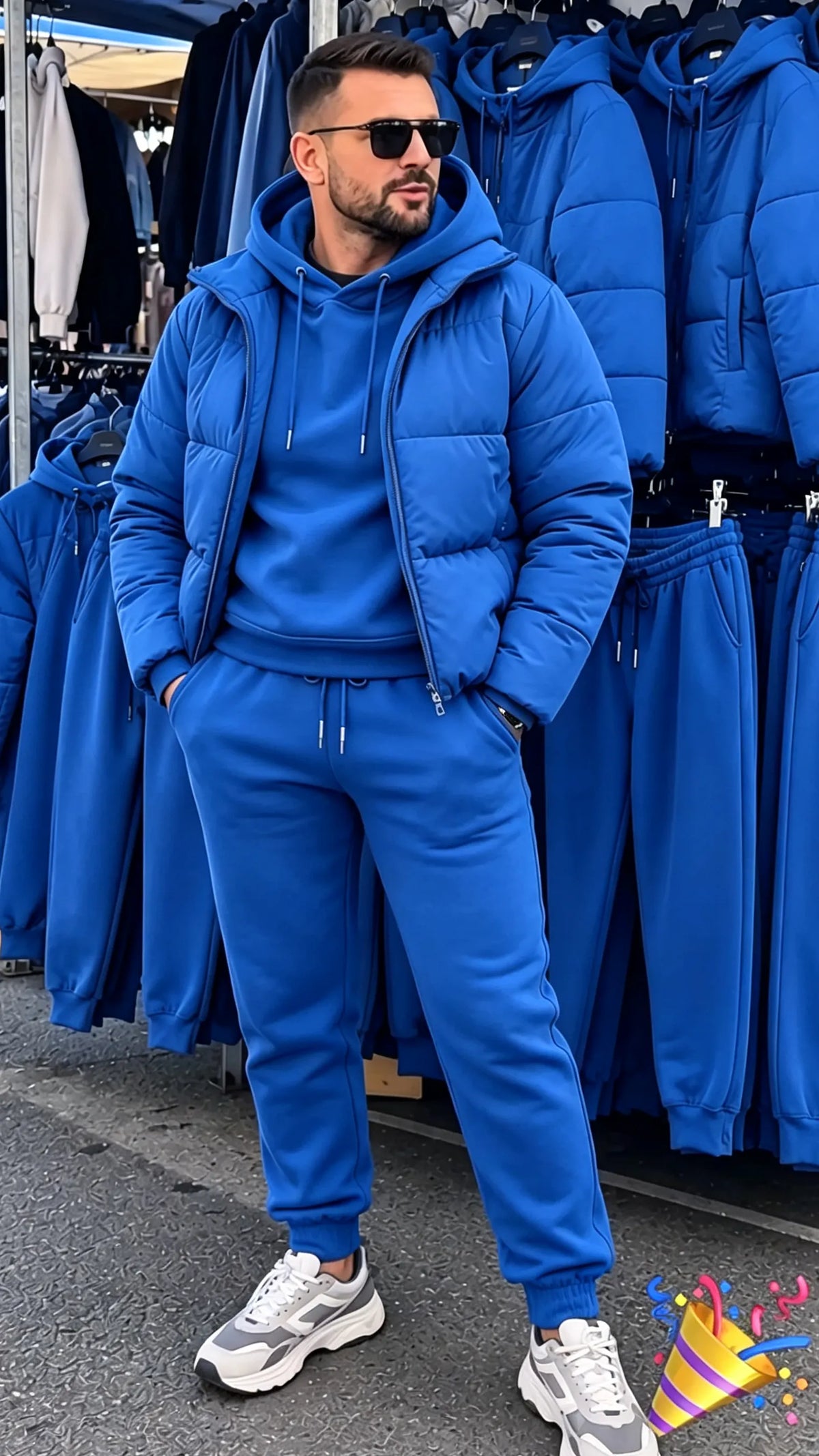 Men's 3-Piece Casual Set: Hooded Padded Jacket, Sweatshirt, and Cuffed Joggers (Autumn/Winter)