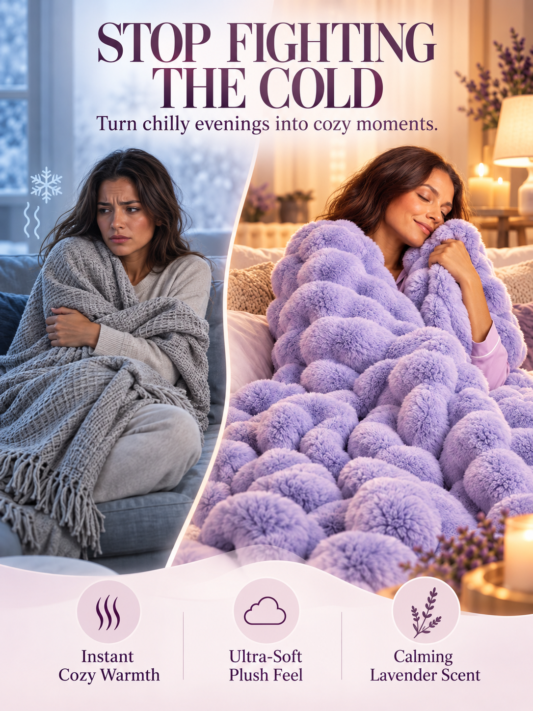 CozyAura Heated Lavender Blanket