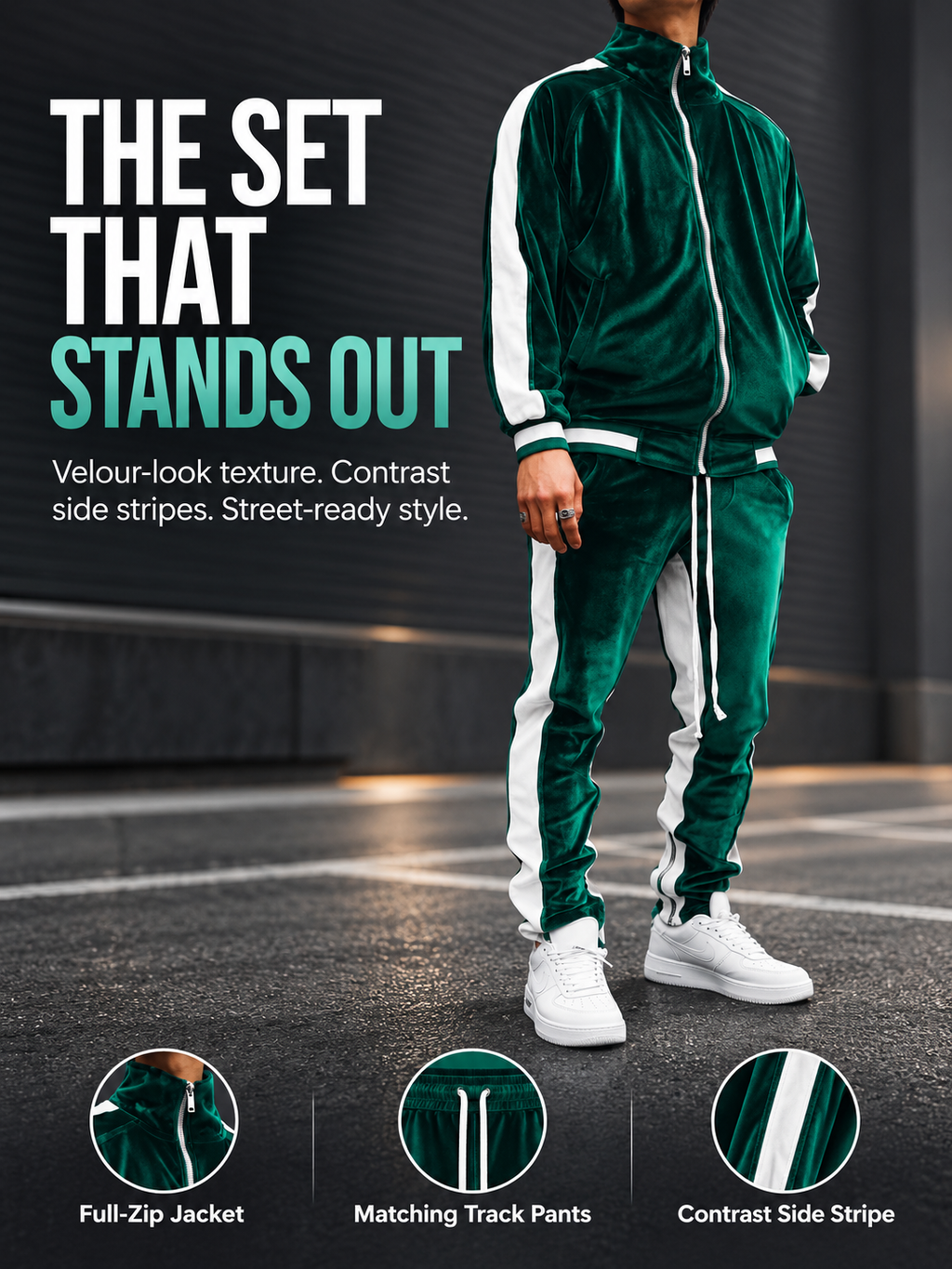 🔥LAST DAY SALE 50% OFF !!🏆 Men's Velour Tracksuit Set