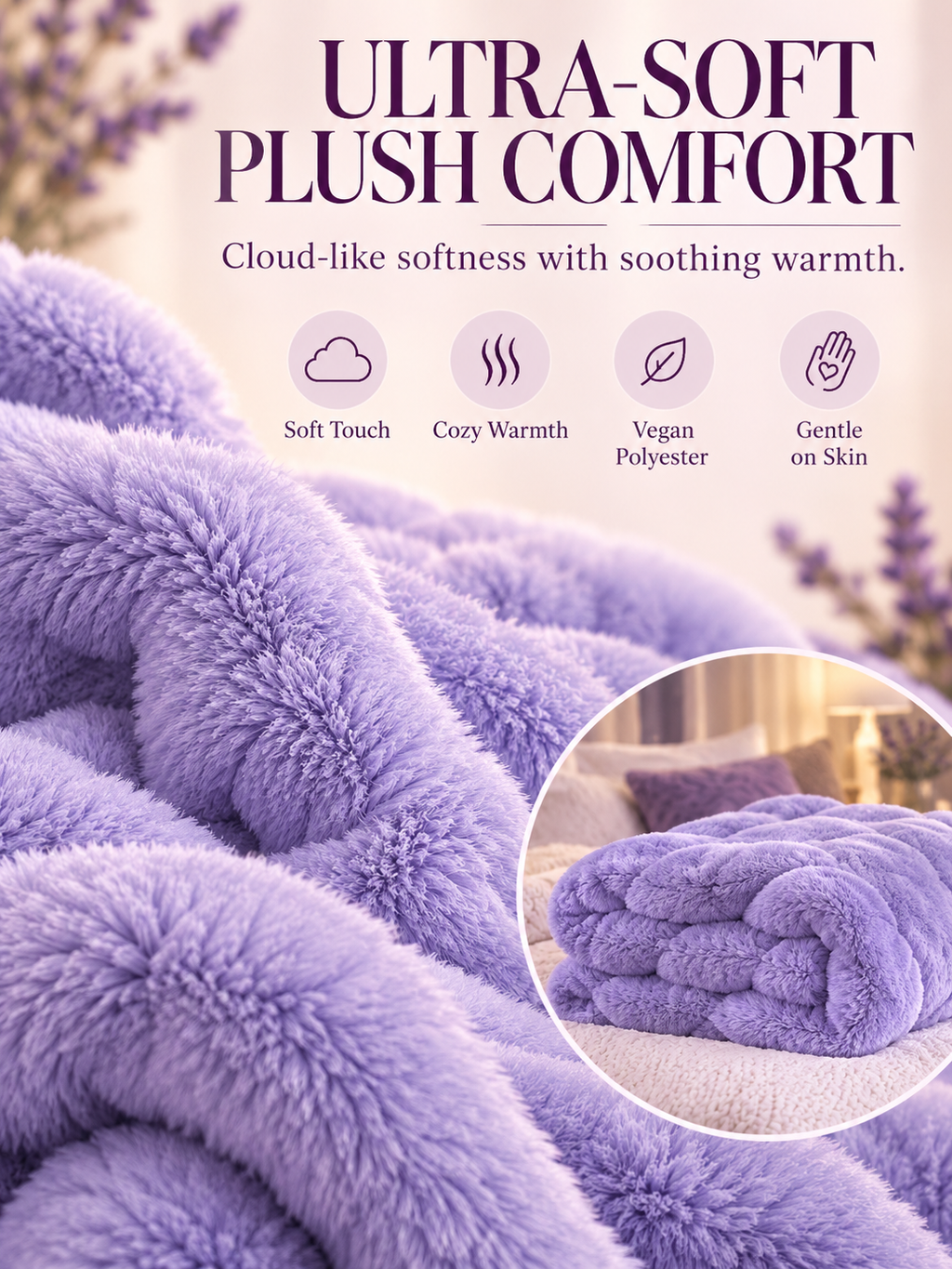 CozyAura Heated Lavender Blanket