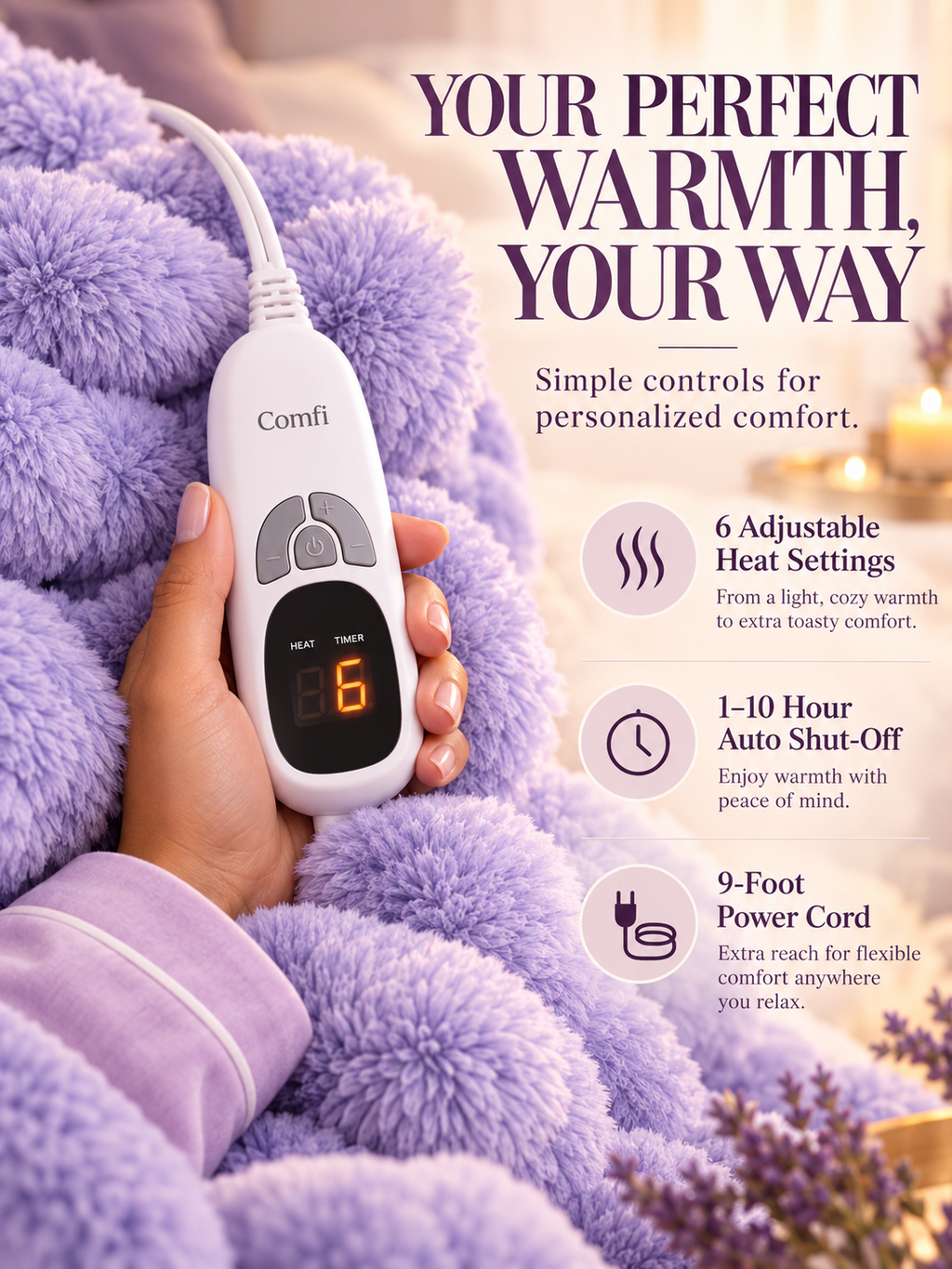 CozyAura Heated Lavender Blanket