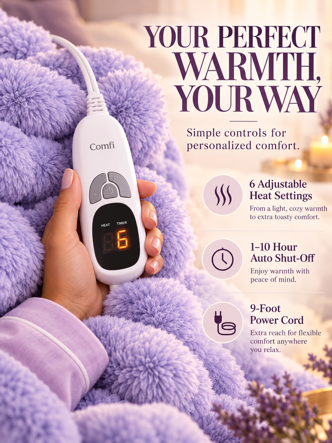 CozyAura Heated Lavender Blanket