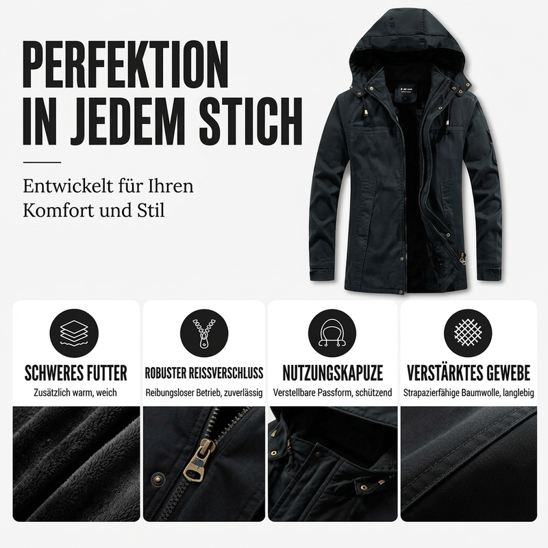 🔔 Letzte 100 Stück – nur solange der Vorrat reicht! Warme Herren-Arbeitsjacke mit Kapuze und weichem Futter